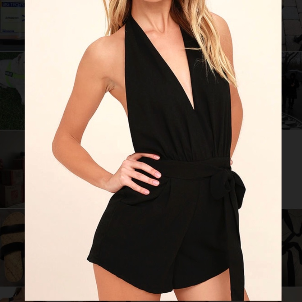 Lulu’s Playsuit My Fancy Black Romper Sold Out XS